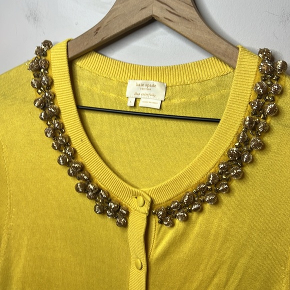 Kate Spade Yellow Embellished Cardigan - Picture 2 of 6
